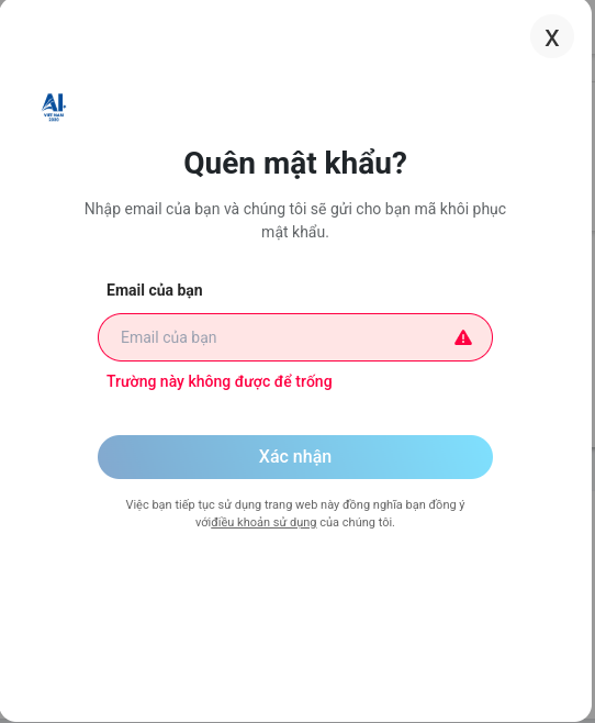 Form quên mật khẩu