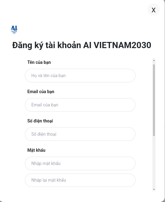Form đăng ký email